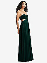 Alt View 6 Thumbnail - Evergreen Strapless Empire Waist Cutout Maxi Dress with Covered Button Detail