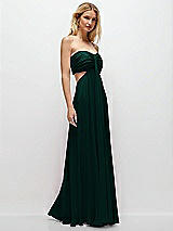 Rear View Thumbnail - Evergreen Strapless Empire Waist Cutout Maxi Dress with Covered Button Detail