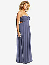 Alt View 2 Thumbnail - French Blue Strapless Empire Waist Cutout Maxi Dress with Covered Button Detail