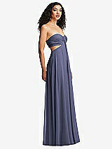 Alt View 6 Thumbnail - French Blue Strapless Empire Waist Cutout Maxi Dress with Covered Button Detail