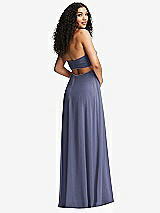 Alt View 7 Thumbnail - French Blue Strapless Empire Waist Cutout Maxi Dress with Covered Button Detail