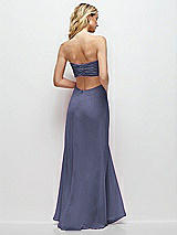 Side View Thumbnail - French Blue Strapless Empire Waist Cutout Maxi Dress with Covered Button Detail