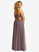 Alt View 3 Thumbnail - French Truffle Strapless Empire Waist Cutout Maxi Dress with Covered Button Detail