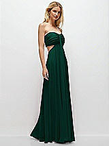 Rear View Thumbnail - Hunter Green Strapless Empire Waist Cutout Maxi Dress with Covered Button Detail