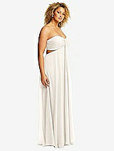 Alt View 2 Thumbnail - Ivory Strapless Empire Waist Cutout Maxi Dress with Covered Button Detail