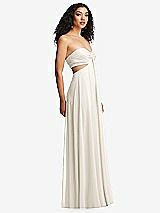 Alt View 6 Thumbnail - Ivory Strapless Empire Waist Cutout Maxi Dress with Covered Button Detail