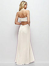 Side View Thumbnail - Ivory Strapless Empire Waist Cutout Maxi Dress with Covered Button Detail