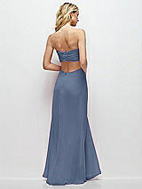 Side View Thumbnail - Larkspur Blue Strapless Empire Waist Cutout Maxi Dress with Covered Button Detail