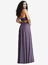 Alt View 7 Thumbnail - Lavender Strapless Empire Waist Cutout Maxi Dress with Covered Button Detail