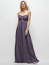 Front View Thumbnail - Lavender Strapless Empire Waist Cutout Maxi Dress with Covered Button Detail