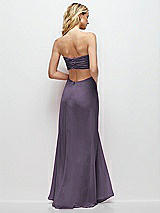 Side View Thumbnail - Lavender Strapless Empire Waist Cutout Maxi Dress with Covered Button Detail