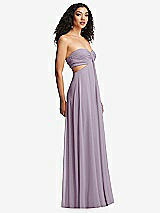 Alt View 6 Thumbnail - Lilac Haze Strapless Empire Waist Cutout Maxi Dress with Covered Button Detail