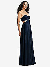 Alt View 6 Thumbnail - Midnight Navy Strapless Empire Waist Cutout Maxi Dress with Covered Button Detail