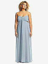 Alt View 1 Thumbnail - Mist Strapless Empire Waist Cutout Maxi Dress with Covered Button Detail