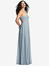 Alt View 4 Thumbnail - Mist Strapless Empire Waist Cutout Maxi Dress with Covered Button Detail