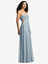 Alt View 6 Thumbnail - Mist Strapless Empire Waist Cutout Maxi Dress with Covered Button Detail