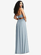 Alt View 7 Thumbnail - Mist Strapless Empire Waist Cutout Maxi Dress with Covered Button Detail