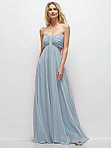 Front View Thumbnail - Mist Strapless Empire Waist Cutout Maxi Dress with Covered Button Detail