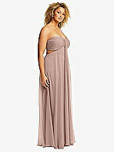 Alt View 2 Thumbnail - Neu Nude Strapless Empire Waist Cutout Maxi Dress with Covered Button Detail