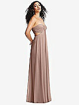 Alt View 4 Thumbnail - Neu Nude Strapless Empire Waist Cutout Maxi Dress with Covered Button Detail