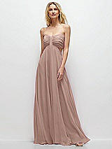 Front View Thumbnail - Neu Nude Strapless Empire Waist Cutout Maxi Dress with Covered Button Detail