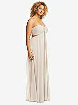 Alt View 2 Thumbnail - Oat Strapless Empire Waist Cutout Maxi Dress with Covered Button Detail