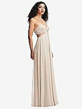 Alt View 6 Thumbnail - Oat Strapless Empire Waist Cutout Maxi Dress with Covered Button Detail