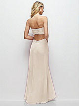 Side View Thumbnail - Oat Strapless Empire Waist Cutout Maxi Dress with Covered Button Detail