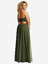 Alt View 3 Thumbnail - Olive Green Strapless Empire Waist Cutout Maxi Dress with Covered Button Detail