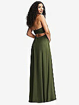 Alt View 7 Thumbnail - Olive Green Strapless Empire Waist Cutout Maxi Dress with Covered Button Detail