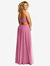 Alt View 3 Thumbnail - Orchid Pink Strapless Empire Waist Cutout Maxi Dress with Covered Button Detail