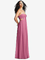 Alt View 4 Thumbnail - Orchid Pink Strapless Empire Waist Cutout Maxi Dress with Covered Button Detail