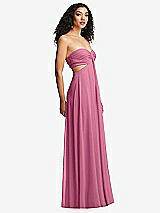 Alt View 6 Thumbnail - Orchid Pink Strapless Empire Waist Cutout Maxi Dress with Covered Button Detail