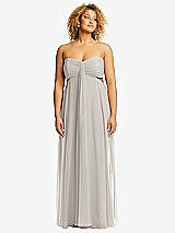 Alt View 1 Thumbnail - Oyster Strapless Empire Waist Cutout Maxi Dress with Covered Button Detail