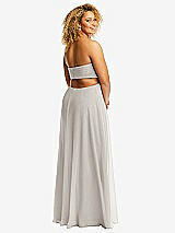 Alt View 3 Thumbnail - Oyster Strapless Empire Waist Cutout Maxi Dress with Covered Button Detail