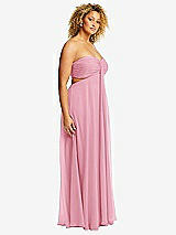 Alt View 2 Thumbnail - Peony Pink Strapless Empire Waist Cutout Maxi Dress with Covered Button Detail