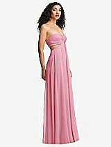 Alt View 6 Thumbnail - Peony Pink Strapless Empire Waist Cutout Maxi Dress with Covered Button Detail