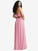 Alt View 7 Thumbnail - Peony Pink Strapless Empire Waist Cutout Maxi Dress with Covered Button Detail