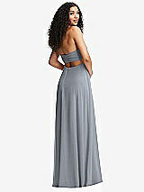 Alt View 7 Thumbnail - Platinum Strapless Empire Waist Cutout Maxi Dress with Covered Button Detail