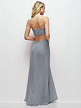 Side View Thumbnail - Platinum Strapless Empire Waist Cutout Maxi Dress with Covered Button Detail