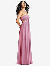 Alt View 4 Thumbnail - Powder Pink Strapless Empire Waist Cutout Maxi Dress with Covered Button Detail