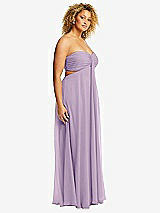 Alt View 2 Thumbnail - Pale Purple Strapless Empire Waist Cutout Maxi Dress with Covered Button Detail