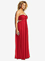 Alt View 2 Thumbnail - Parisian Red Strapless Empire Waist Cutout Maxi Dress with Covered Button Detail