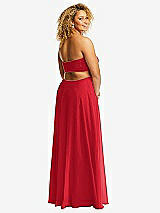 Alt View 3 Thumbnail - Parisian Red Strapless Empire Waist Cutout Maxi Dress with Covered Button Detail