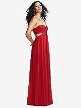 Alt View 4 Thumbnail - Parisian Red Strapless Empire Waist Cutout Maxi Dress with Covered Button Detail