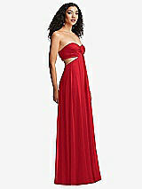 Alt View 6 Thumbnail - Parisian Red Strapless Empire Waist Cutout Maxi Dress with Covered Button Detail