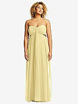 Alt View 1 Thumbnail - Pale Yellow Strapless Empire Waist Cutout Maxi Dress with Covered Button Detail