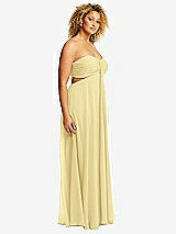 Alt View 2 Thumbnail - Pale Yellow Strapless Empire Waist Cutout Maxi Dress with Covered Button Detail