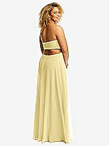 Alt View 3 Thumbnail - Pale Yellow Strapless Empire Waist Cutout Maxi Dress with Covered Button Detail