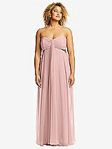 Alt View 1 Thumbnail - Rose - PANTONE Rose Quartz Strapless Empire Waist Cutout Maxi Dress with Covered Button Detail